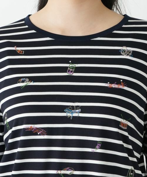 Leilian / レリアン Tシャツ | 刺繍ボーダーカットソー【Leilian WHITE LABEL】 | 詳細10