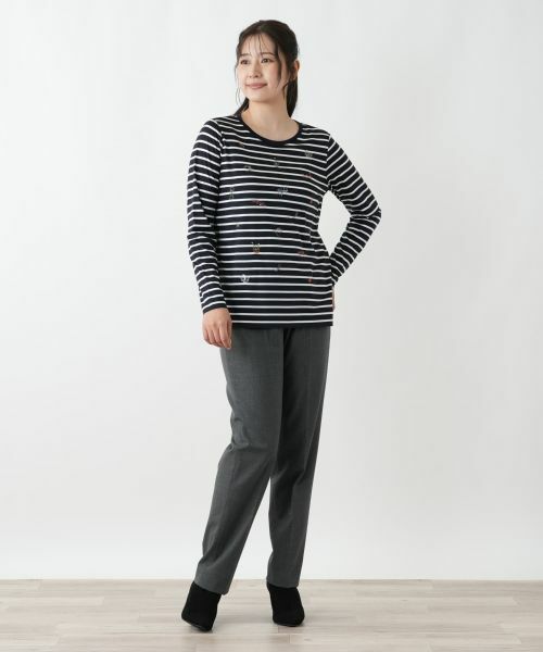 Leilian / レリアン Tシャツ | 刺繍ボーダーカットソー【Leilian WHITE LABEL】 | 詳細4