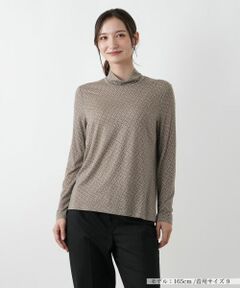 Leilian / レリアン カットソー | 幾何学柄ハイネックカットソー【Leilian WHITE LABEL】