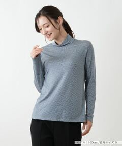 Leilian / レリアン カットソー | 幾何学柄ハイネックカットソー【Leilian WHITE LABEL】