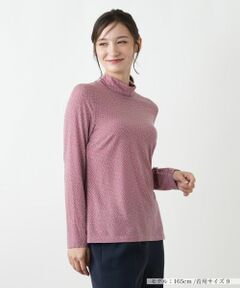 【新品】定価34,100円　レリアン　総柄ハイネックカットソー ピンク　13＋ プリントハイネックカットソー | Leilian (Women)/レリアン