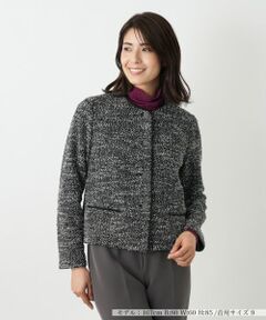 Leilian / レリアン テーラードジャケット | ツイード風ノーカラージャケット【25年9月カタログ】