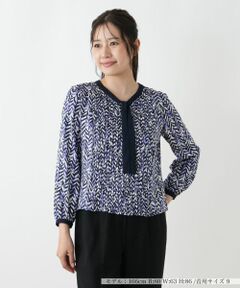 Leilian / レリアン シャツ・ブラウス | 幾何学柄ボウタイブラウス【Leilian WHITE LABEL】