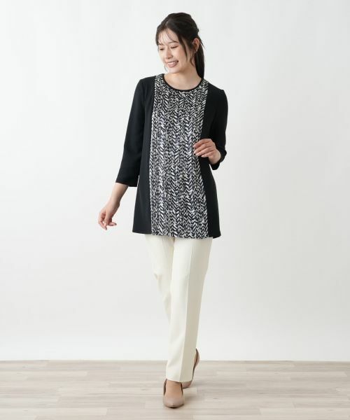 Leilian / レリアン シャツ・ブラウス | 幾何学柄プリーツ切替ブラウス【Leilian WHITE LABEL】 | 詳細1