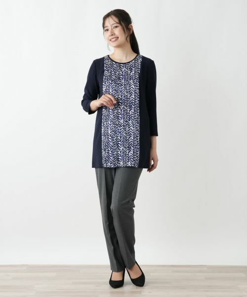 Leilian / レリアン シャツ・ブラウス | 幾何学柄プリーツ切替ブラウス【Leilian WHITE LABEL】 | 詳細4