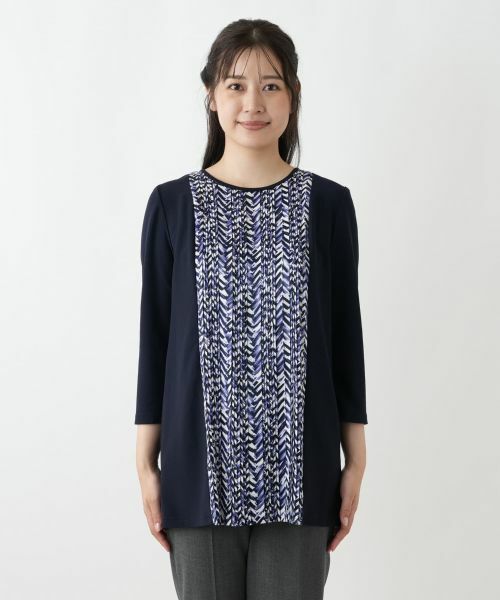 Leilian / レリアン シャツ・ブラウス | 幾何学柄プリーツ切替ブラウス【Leilian WHITE LABEL】 | 詳細7