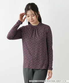 Leilian / レリアン カットソー | 幾何学柄ハイネックカットソー【Leilian WHITE LABEL】