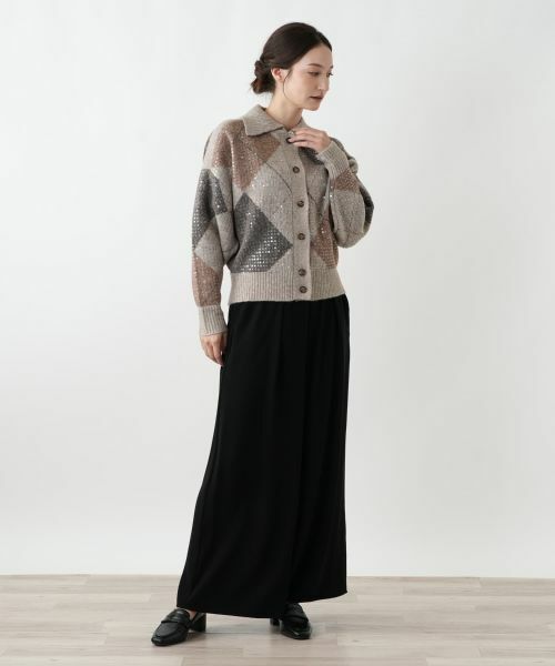 Leilian / レリアン カーディガン・ボレロ | 襟付きアーガイル柄カーディガン | 詳細1