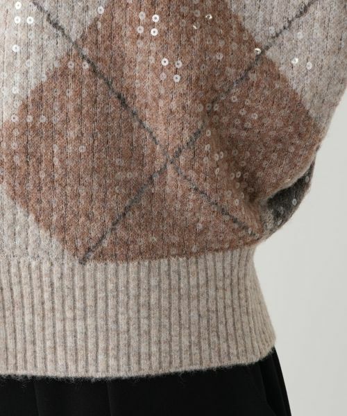 Leilian / レリアン カーディガン・ボレロ | 襟付きアーガイル柄カーディガン | 詳細10