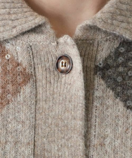 Leilian / レリアン カーディガン・ボレロ | 襟付きアーガイル柄カーディガン | 詳細11