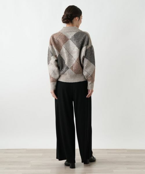 Leilian / レリアン カーディガン・ボレロ | 襟付きアーガイル柄カーディガン | 詳細3