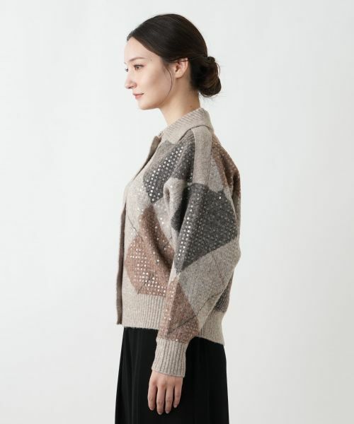 Leilian / レリアン カーディガン・ボレロ | 襟付きアーガイル柄カーディガン | 詳細5