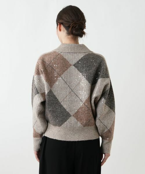 Leilian / レリアン カーディガン・ボレロ | 襟付きアーガイル柄カーディガン | 詳細6