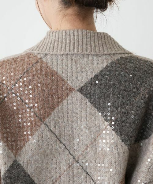 Leilian / レリアン カーディガン・ボレロ | 襟付きアーガイル柄カーディガン | 詳細8