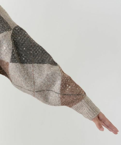 Leilian / レリアン カーディガン・ボレロ | 襟付きアーガイル柄カーディガン | 詳細9