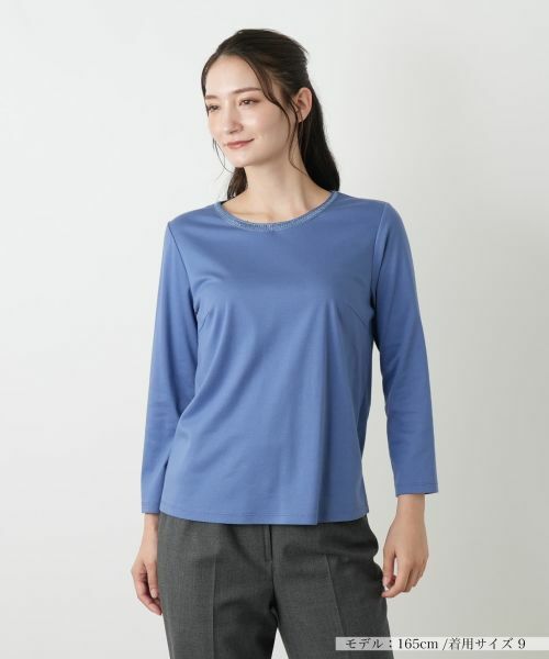 Leilian/レリアン 刺繍クルーネックカットソー【Leilian WHITE LABEL】 ロイヤルブルー 9(M)