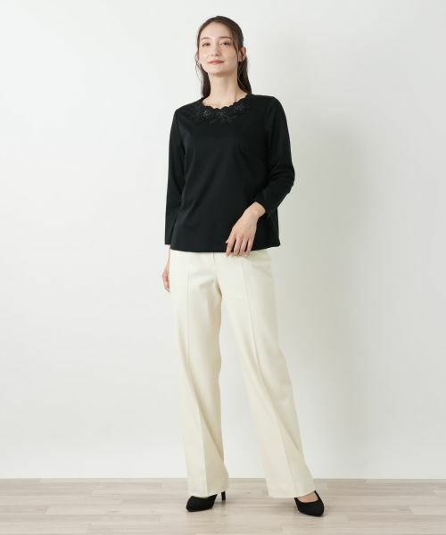 Leilian / レリアン カットソー | レース刺繍カットソー【Leilian WHITE LABEL】 | 詳細1