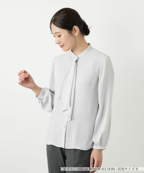 Leilian / レリアン シャツ・ブラウス | ボウタイ風ブラウス【セレモニー】【Leilian WHITE LABEL】(ライトグレー)