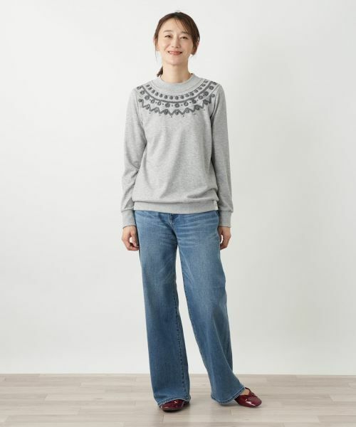 Leilian / レリアン カットソー | 刺繍スウェットプルオーバー【MUSE BY ROCHAS Premiere】 | 詳細1