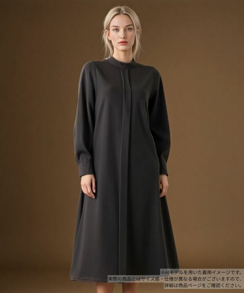 Leilian/レリアン バンドカラーワンピース ダークブラウン 9(M)