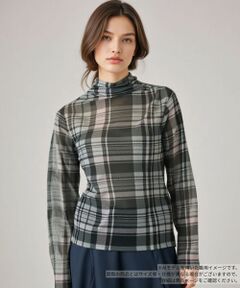 Leilian / レリアン カットソー | チェックハイネックカットソー
