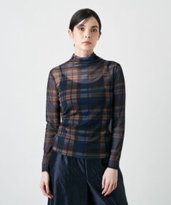 Leilian / レリアン カットソー | チェックハイネックカットソー
