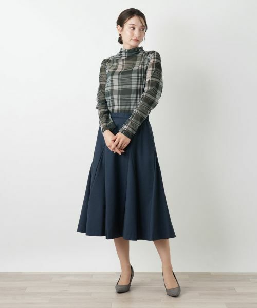 Leilian / レリアン カットソー | チェックハイネックカットソー | 詳細1