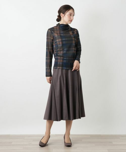 Leilian / レリアン カットソー | チェックハイネックカットソー | 詳細4