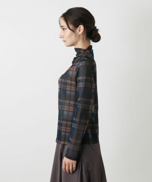 Leilian / レリアン カットソー | チェックハイネックカットソー | 詳細8