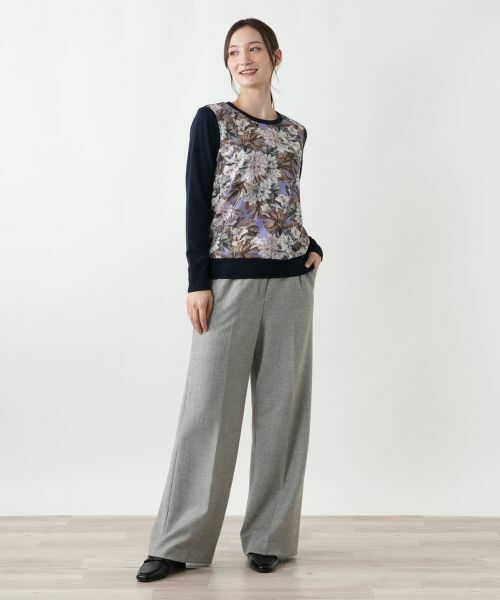 Leilian / レリアン ニット・セーター | 花柄切替クルーネックニット【ROCHAS Premiere】【ERICA】 | 詳細1