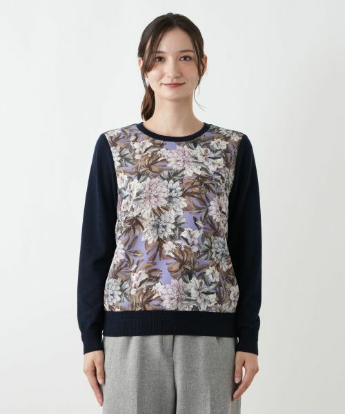 Leilian / レリアン ニット・セーター | 花柄切替クルーネックニット【ROCHAS Premiere】【ERICA】 | 詳細4