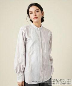 Leilian / レリアン シャツ・ブラウス | レースバンドカラー比翼ブラウス