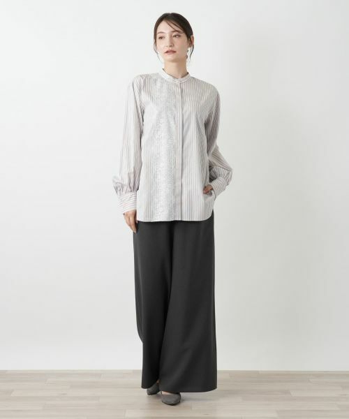 Leilian / レリアン シャツ・ブラウス | レースバンドカラー比翼ブラウス | 詳細1