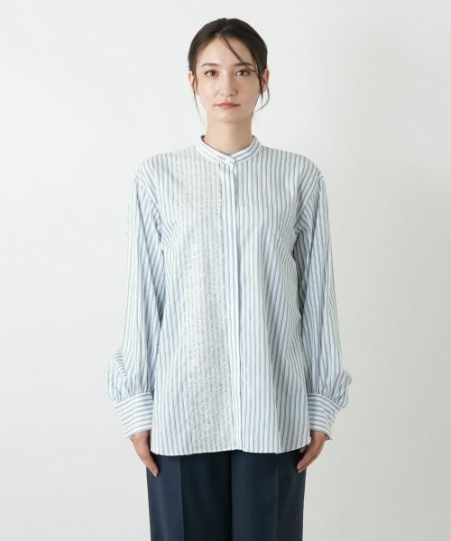 Leilian / レリアン シャツ・ブラウス | レースバンドカラー比翼ブラウス | 詳細10