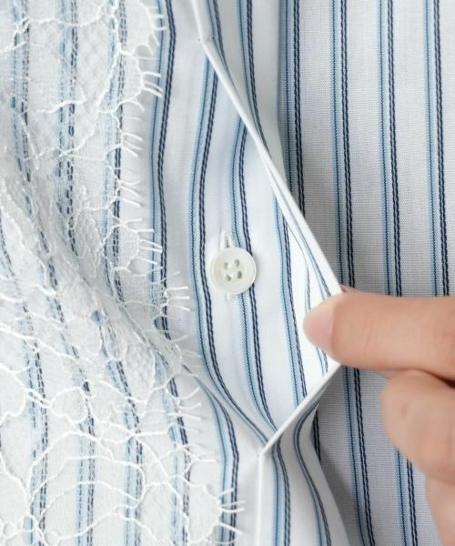 Leilian / レリアン シャツ・ブラウス | レースバンドカラー比翼ブラウス | 詳細15