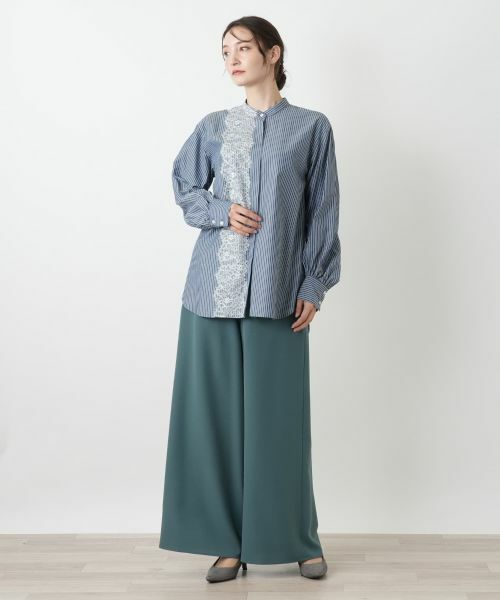 Leilian / レリアン シャツ・ブラウス | レースバンドカラー比翼ブラウス | 詳細4