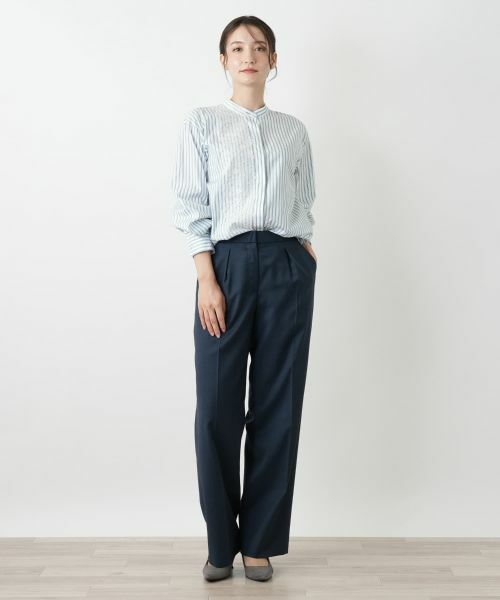 Leilian / レリアン シャツ・ブラウス | レースバンドカラー比翼ブラウス | 詳細7