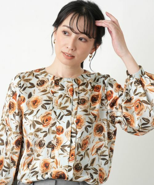 Leilian/レリアン 花柄プリントブラウス【ROCHAS Premiere】【RATTI】 オレンジ系 13(XL) Leilian/レリアン 花柄プリントブラウス【ROCHAS Premiere】【RATTI】 オレンジ系 13(XL)