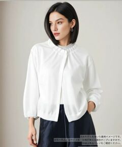 Leilian / レリアン カーディガン・ボレロ | ラメフリルネックカーディガン