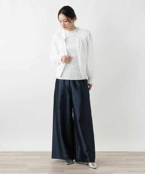 Leilian / レリアン カーディガン・ボレロ | ラメフリルネックカーディガン | 詳細1