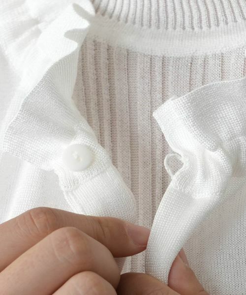 Leilian / レリアン カーディガン・ボレロ | ラメフリルネックカーディガン | 詳細11