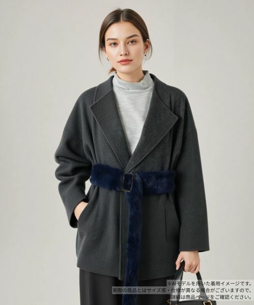 Leilian / レリアン その他アウター | ビッグカラーコート(チャコールグレー)