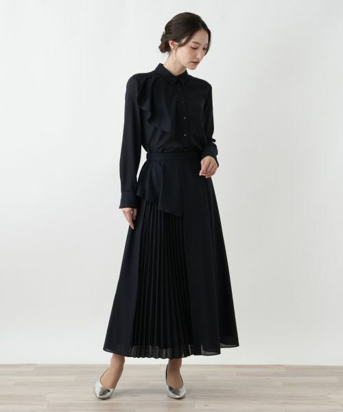 Leilian / レリアン ミニ・ひざ丈スカート | ラッフルプリーツ切替スカート | 詳細1