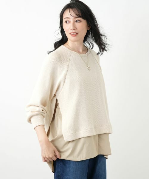 Leilian / レリアン ニット・セーター | 異素材切替ニットプルオーバー | 詳細1
