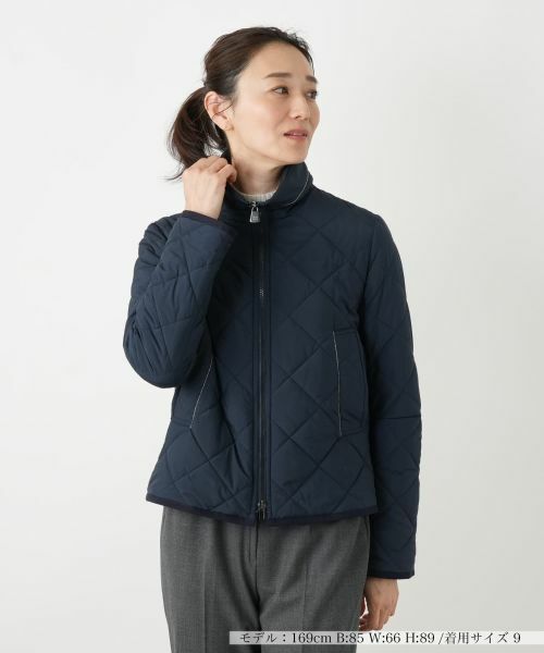 Leilian / レリアン テーラードジャケット | 中わたダイヤ柄キルティングジャケット【CINZIA ROCCA】(ネイビー)