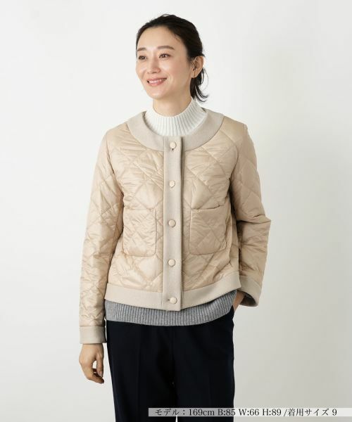 Leilian/レリアン 異素材切替キルティングジャケット【CINZIA ROCCA】 ベージュ 11(L) Leilian/レリアン 異素材切替キルティングジャケット【CINZIA ROCCA】 ベージュ 11(L)