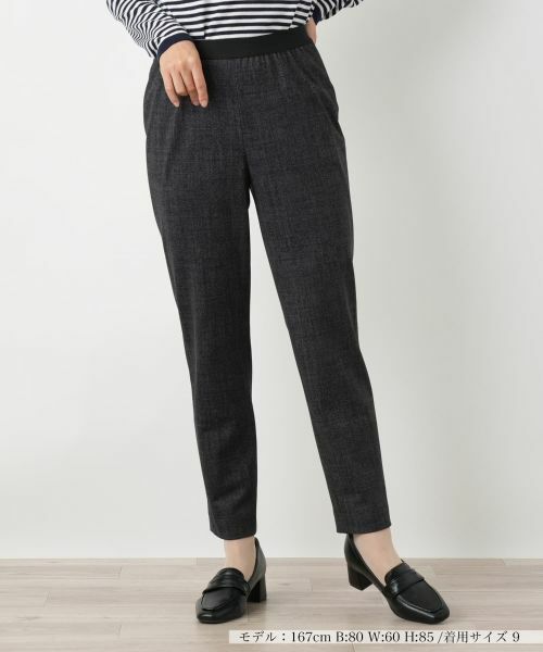 Leilian/レリアン 【あったか素材】デニム風スリムパンツ ブラック 11(L)