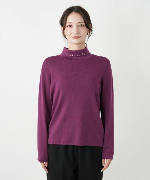 Leilian / レリアン ニット・セーター | ラインストーンハイネックカットソー | 詳細7