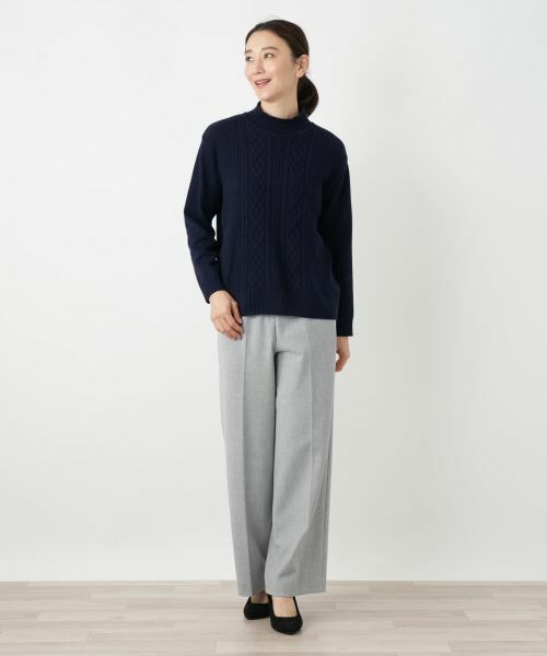 Leilian / レリアン ニット・セーター | カシミヤケーブル編みハイネックニット | 詳細1