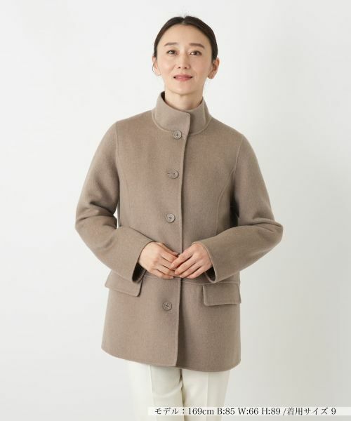 Leilian / レリアン その他アウター | カシミヤスタンドカラーショートコート(ブラウン)